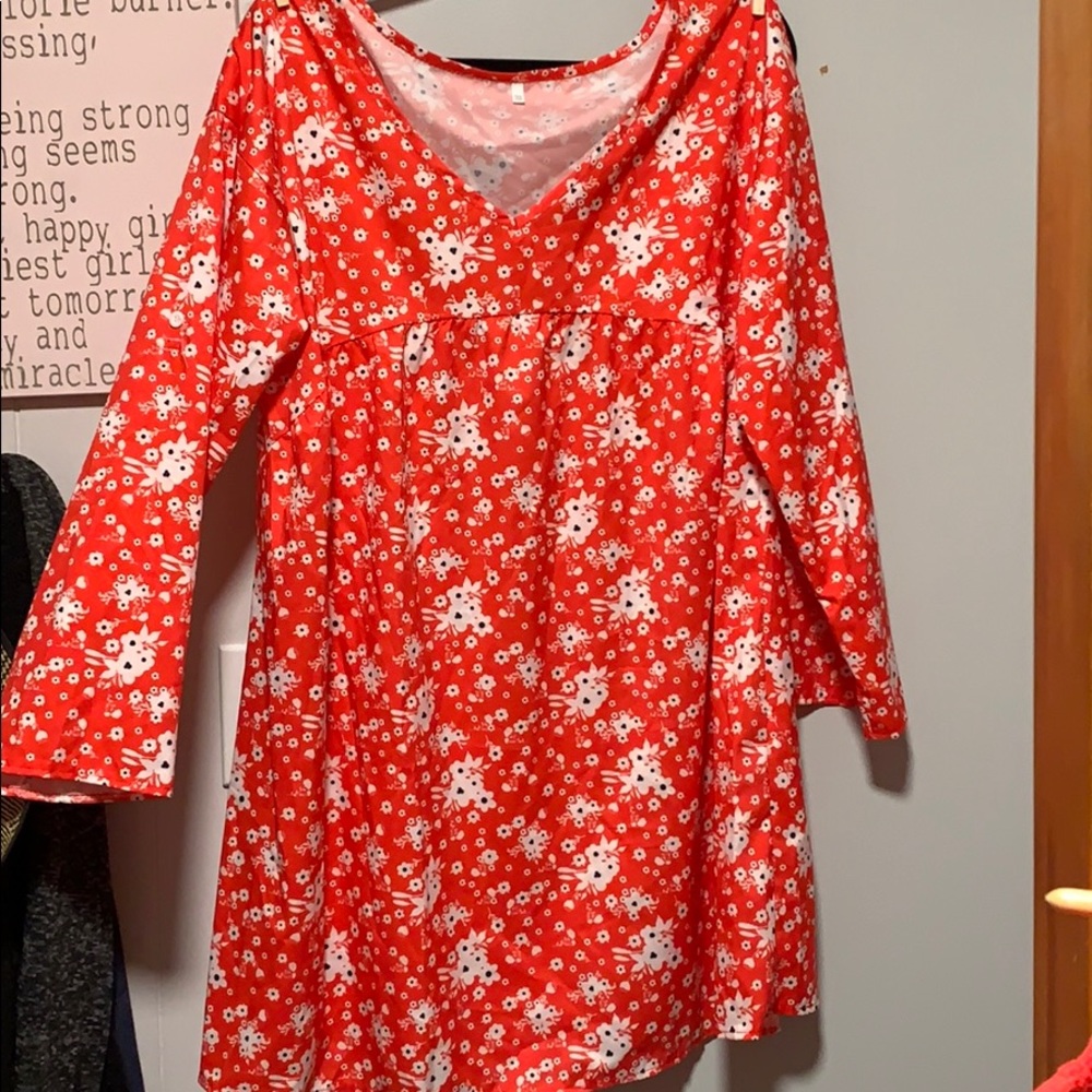 Red floral dress